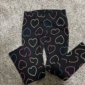Total Girl Black Leggings with Multicolor Heart Design